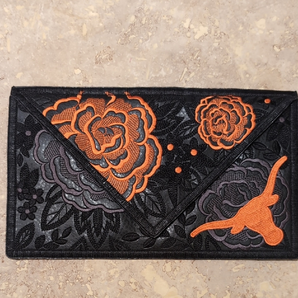 Black and Orange Floral Clutch